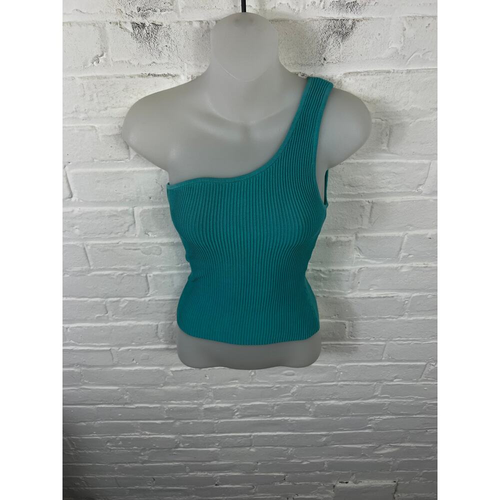Aritzia Women's Sculpt Knit One-Shoulder Tank Top Sleeveless Blue Size XS